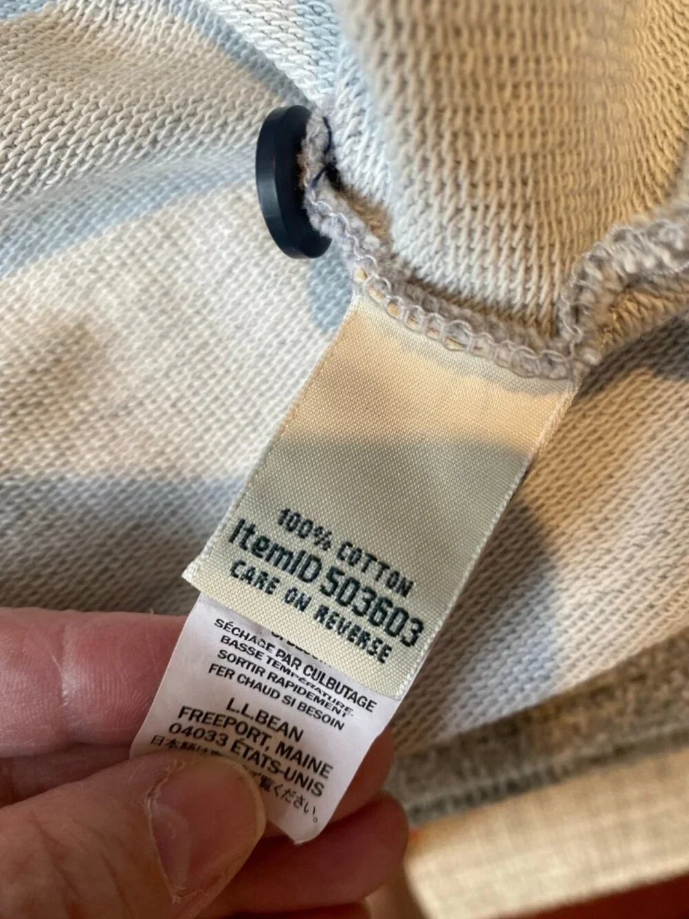 L.L.Bean 100% Cotton 1/4 Button Henley Hoodie Rugby Shirt Size Large Regular - Picture 10 of 12